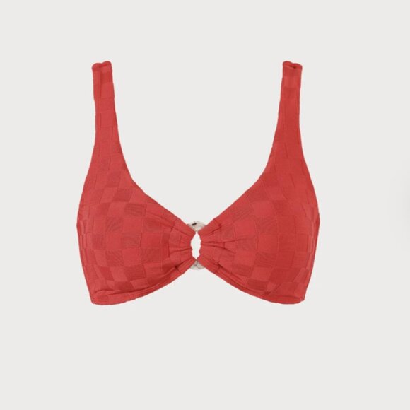 Berlook Red Jacquard O-Ring Bikini Top ONLY 40 - Picture 6 of 9